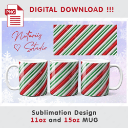 Trendy 3D Inflated Puffy Christmas Pattern - 11oz 15oz MUG - Sublimation Mug Wrap