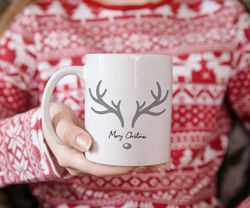 christmas reindeer mug, christmas eve box filler, reindeer antler mug