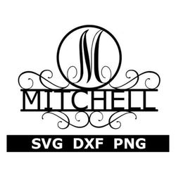 Monogram SVG/DXF/PNG, Fancy Alphabet, Split Name Frame, Digital Download, Cut File, Engraving, Laser, 26 individual svg/