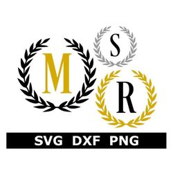 Monogram SVG/DXF/PNG Alphabet, Leaves Border Roman Letters, Family Initials, Digital Download, Cut Files, 26 Individual
