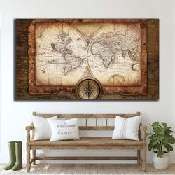 Antique World Map, Noua Orbis World Map, Vintage Decor Map, Historic Map, Antique Style Map, Living Room Wall Art, World