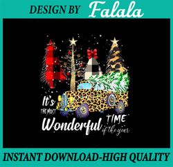 Christmas Tree It's The Most Wonderful Time Of The Year PNG, Truck Christmas Tree Plaid Leopard, Family Christmas PNG, X