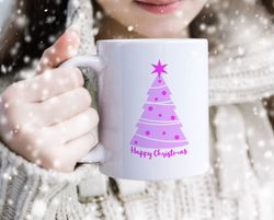 Unique Gift for Christmas Lovers, Cute Christmas Tree Mug, Ceramic Christmas Mug