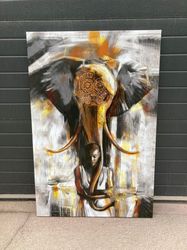 Elephant Canvas Painting, Bronz Elephant, Large Canvas Wall Decor, Canvas Print Wall Hanging Decor, Home Decor Wall Art,