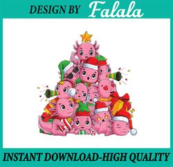 kawaii axolotl christmas tree pajama png, axolotl tree xmas png, christmas tree cute axolotl gift png sublimation design