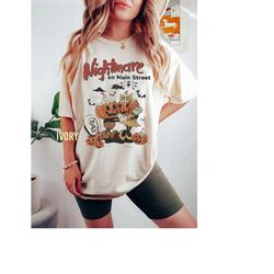 Vintage Mickey Minnie Nightmare on Mainstreet Shirt, Disney Halloween Shirt, Halloween Pumpkin Shirt, Comfort Colors Shi