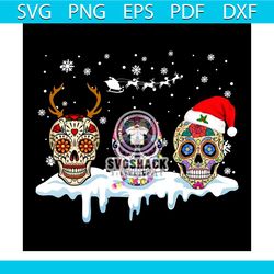 Skulls Christmas Svg, Christmas Svg, Hippie Svg, Skull Svg, Hippie Style Svg, Reindeer Svg, Santa Hat Svg, Merry Christm