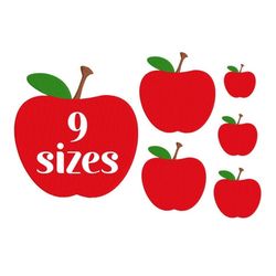 Apple Embroidery Design, MACHINE EMBROIDERY, School, Teacher Embroidery, 9 Sizes, Digital Download