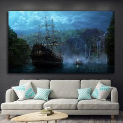 Ship, Sailboat Canvas Painting, Steamboat Painting, Boat Home Decor, Warship, Pirate Ship Canvas Painting, Ship Art,-11