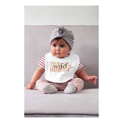 little wild flower baby bib, personalized bibs for babies & infants, retro baby bibs, baby shower gift