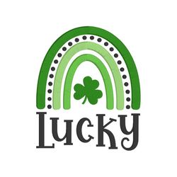 Lucky Rainbow Embroidery Design, MACHINE EMBROIDERY, St Patrick's Day Embroidery, Shamrock, Digital Download, 4x4, 5x7,
