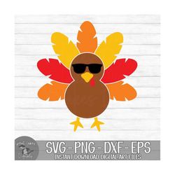 Thanksgiving Turkey - Instant Digital Download - svg, png, dxf, and eps files included! Turkey with Sunglasses, Boy