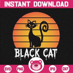 Cute Black Cat Svg, Cat with Halloween Png, Halloween Svg, Cat on Pumpkin Cut Files, Kids Shirt Svg, Baby, Silhouette