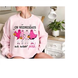 On Wednesday We Wear Pink Ghost Sweatshirt, Mean Girls Ghost Shirt, Pink Ghost Shirt, Mean Girls Halloween, Halloween Gh