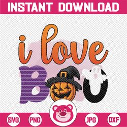 I Love Boo Halloween Png Sublimation Designs Download, Clipart, Printable File, Digital Download, Iron On Designs