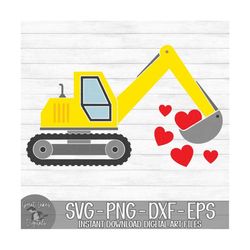 Valentines Day Excavator - Instant Digital Download - svg, png, dxf, and eps files included! Construction, Boy