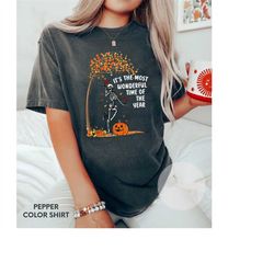 Comfort Colors It's The Most Wonderful Time Of The Year, Halloween Shirt, Pumpkin Shirt, Skeleton Tee,Vintage Fall Shirt