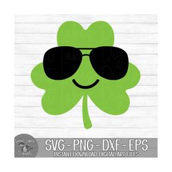 Clover with Sunglasses, Saint Patrick's Day, Shamrock, Boy - Instant Digital Download - svg, png, dxf, and eps files inc