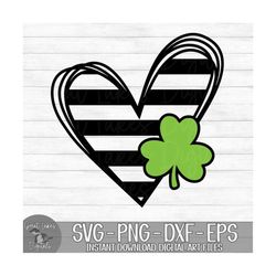 Saint Patrick's Day Heart - Instant Digital Download - svg, png, dxf, and eps files included! Shamrock, St. Patty's Day,