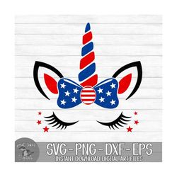 4th of July Unicorn - Fourth, Stars & Stripes, Red White Blue - Instant Digital Download - svg, png, dxf, and eps files