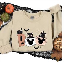 Halloween Sweatshirt, Cat Pumpkin Halloween Sweatshirt, Cat Shirt, Ghost Shirt, Cool Halloween Cat Shirt, Black Cat Shir