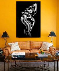 Black And White Nude Woman Canvas Paintingsexy Woman Paintingwall Decorlarge Canvaslive Print Jet Black