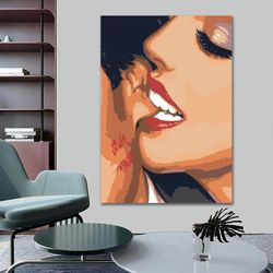 Colorful Nude Woman Painting, Sexy Woman Wall Art, Nude Woman Painting, Sensual Woman Canvas Print-1