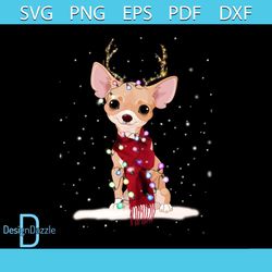 Chihuahua Svg, Animal Svg, Reindeer Svg, Dogs Svg, Christmas Light Svg, Dogs Lovers Svg, Red Scarf Svg, Wall Decoration