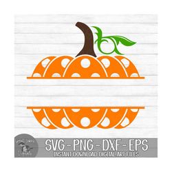 Polka Dot Pumpkin Split Monogram Name Frame - Halloween, Fall, Autumn - Instant Digital Download - svg, png, dxf, and ep
