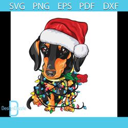 Christmas Dog Svg, Animal Svg, Dogs Svg, Santa Hat Svg, Christmas Light Svg, Dogs Lovers Svg, Wall Decoration Svg, Funny