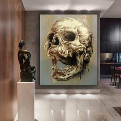 Skull Print On Canvas,Skull Canvas Painting ,Skull Art,Halloween Decorations ,Halloween Wall Art ,Personalized Gifts,Hal