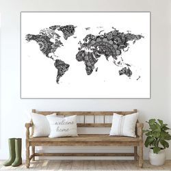 Vintage Retro Map, Old World Map, Home Decor Map, Large Wall Decor, World Map Print, Large Wall Map, Antique World Map,