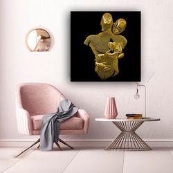 3D Looking Canvas Painting Love Couples Gold Color Canvas Wall Decor Laminated Print Quality In Vivid Colors