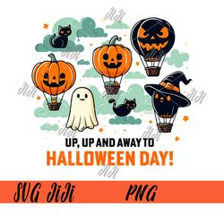 Up And Away To Halloween Day PNG, Pumpkin Halloween PNG, Cat Halloween PNG