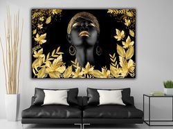 Black Woman Gold Glitter Embroidered Canvas Paintinghandworkready Productwall Artcanvas Wall Art3D Canvas Artmodern Wall