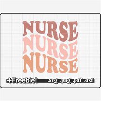 Nurse Svg, Retro, Wavy Stacked Text Svg, Nurse Appreciation, Boho Shirt, rn svg, nurse png, nursing svg, nurse life svg,