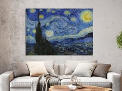 Vincent Van Gogh The Starry Night Giclee Print Reproduction Painting Large Size Canvas Wall Art Poster Ready To Hang