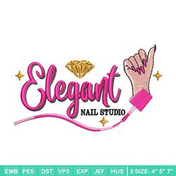 Nail studio embroidery design, Logo embroidery, Embroidery file, Embroidery shirt, Emb design, Digital download
