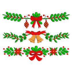 Christmas Holly Decoration embroidery design. Christmas garlands embroidery design