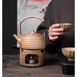 Handmade teapot for tea ceremony with tea stove, 300 ml