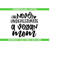 Never underestimate a vegan mom SVG, Vegan SVG, Plant SVG, Houseplant Svg, Plant Lover Svg, Vegan Png, Vegan Mug Svg, Ve