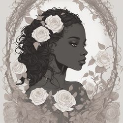 Illustration The Girl With Flowers 10, Vector Graphics, Digital Download
