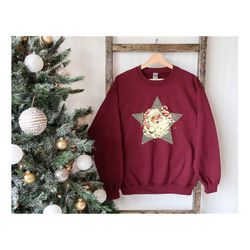 Christmas Sweatshirt, Santa Star Christmas Sweat, Retro Christmas Sweatshirt, Xmas Hoodie, Holiday Season Sweater, Chris