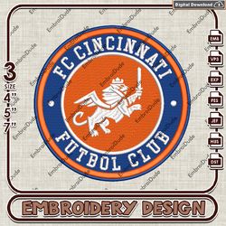 FC Cincinnati embroidery design, MLS Logo Embroidery Files, MLS FC Cincinnati logo, Machine Embroidery Pattern