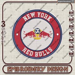New York Red Bulls embroidery design, MLS Logo Embroidery Files, MLS New York Red Bulls logo, Machine Embroidery Pattern