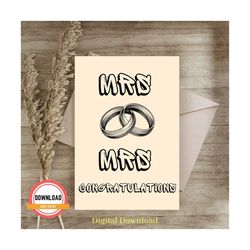MRS & MRS Congratulations, Lesbian Wedding Card Funny - Funny Lesbian Engagement Card- LGBT Wedding Card - Engagement Ca