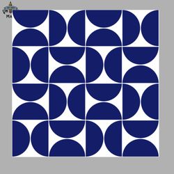 Ultramarine blue on white mid century modern geometric shapes Sublimation PNG Download