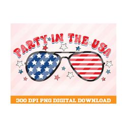 Party In The USA Png, American Flag Sunglasses png, Sunglasses png, 4th of July png,  4th July Sublimation Png, USA png,