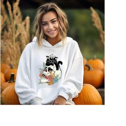 Cute Halloween Hoodie, Halloween Skull Hoodie, Cute Cat Sweatshirt, Spooky Skull Sweater, Halloween Flowers Hoodie, Flor
