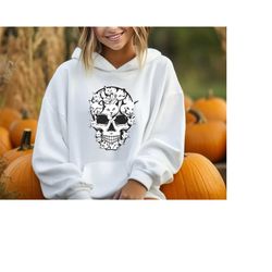 Cute Halloween Hoodie, Spooky Vibes Sweat, Halloween Skull Hoodie, Halloween Cats Sweat, Spooky Skull Sweat, Womens Hall